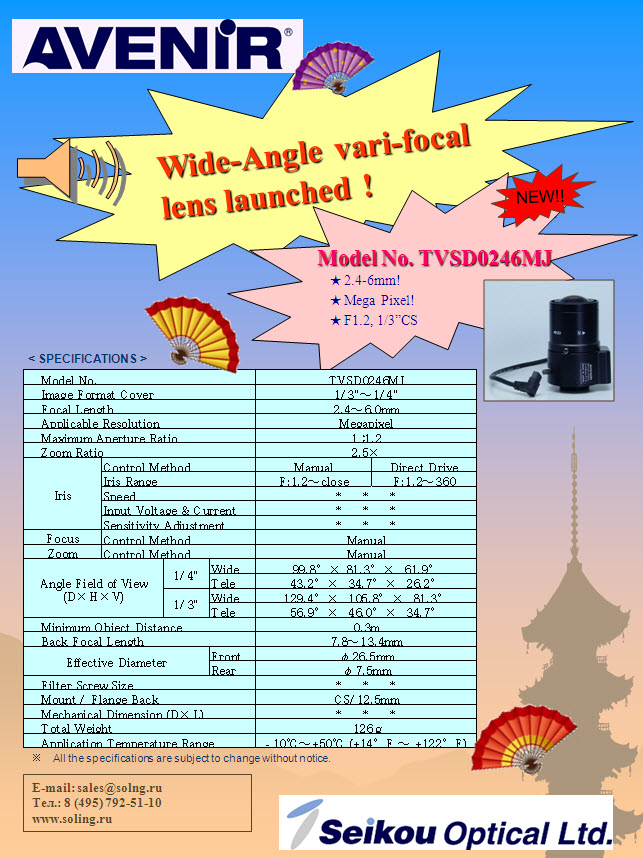 Новый объектив TVSD0246MJ